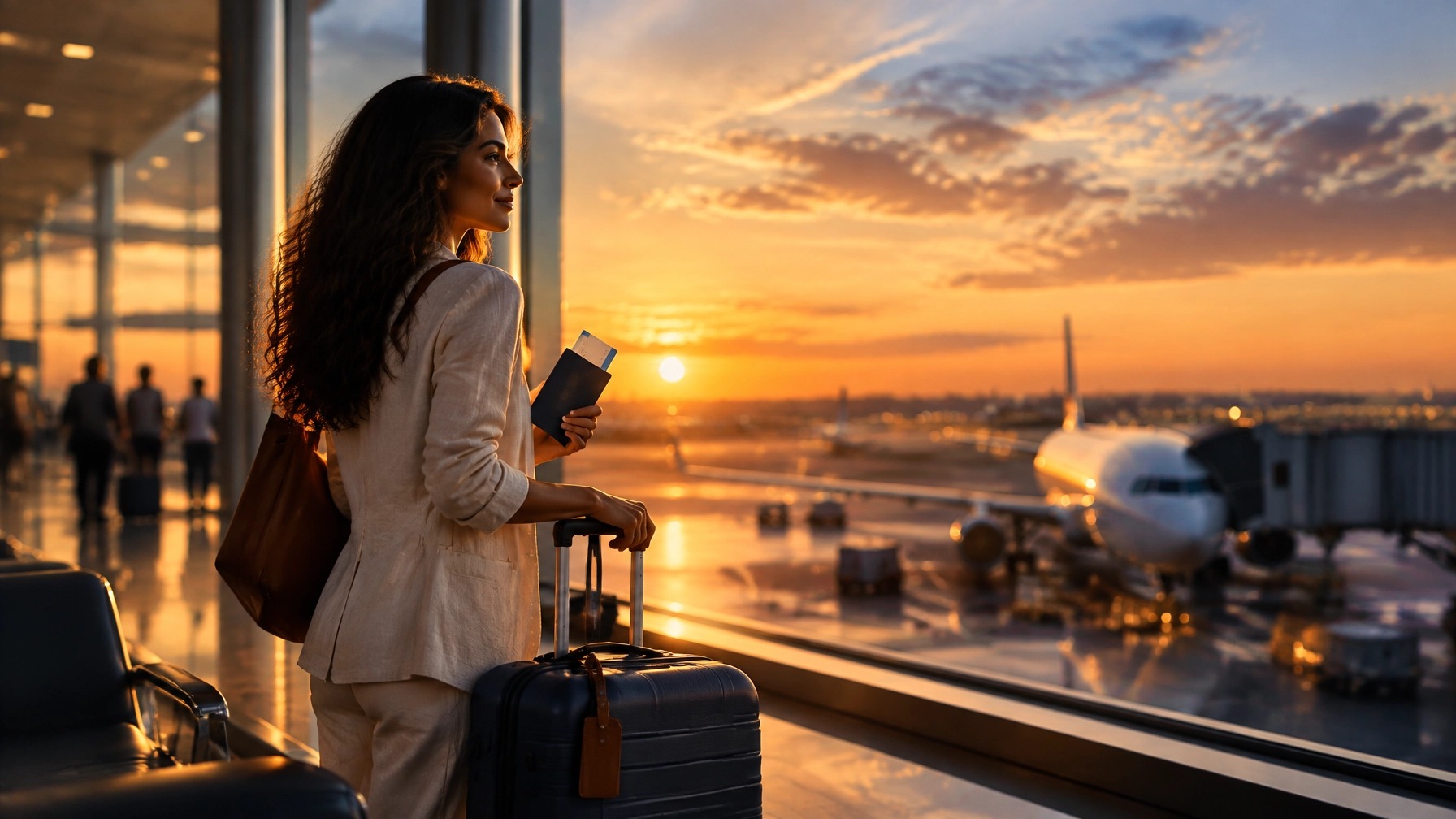 A passport, boarding pass, and policy documents ready for an international trip